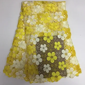 

African lace fabric 2017 high quality lace Guipure Lace Fabric Embroidery Yellow Cord Lace For Women Wedding PL17951