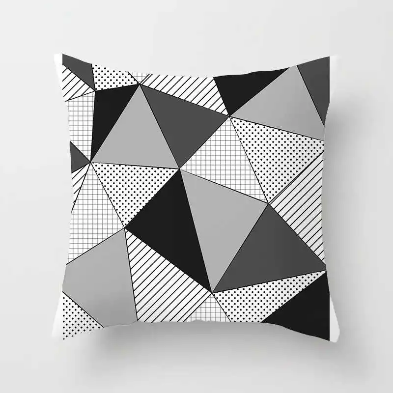 Nordic black and white geometric plaid stripes cushion cover (23)