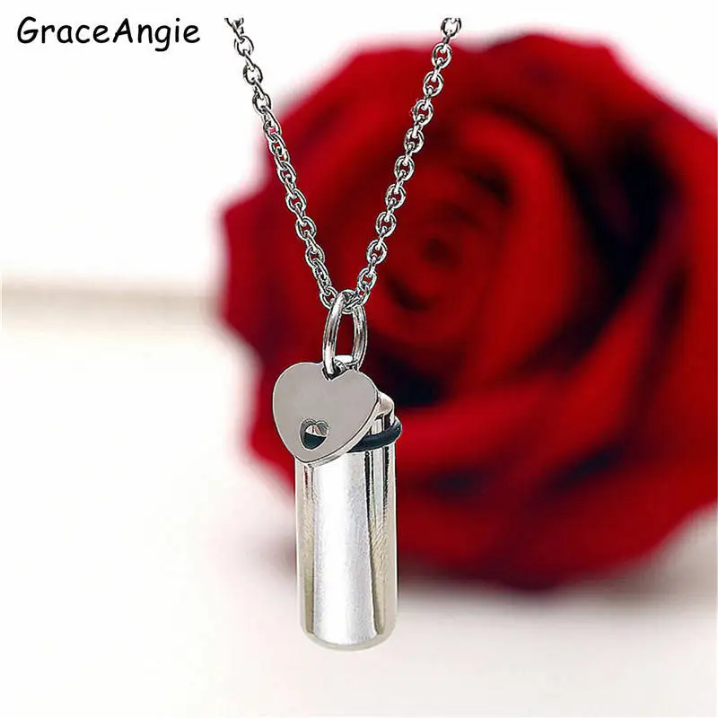 

Stainless Steel Urn Cremation Chain Necklace Ash Holder Keepsake Pill Pendant Necklaces Charm Jewelry Women Men Accessory