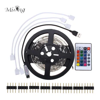 

CLAITE 4PCS 50cm SMD 5050 USB RGB LED Strip 5V 60LEDs/m IP20 USB Bar TV Backlight Kit With Remote Controller USB Powered Cable