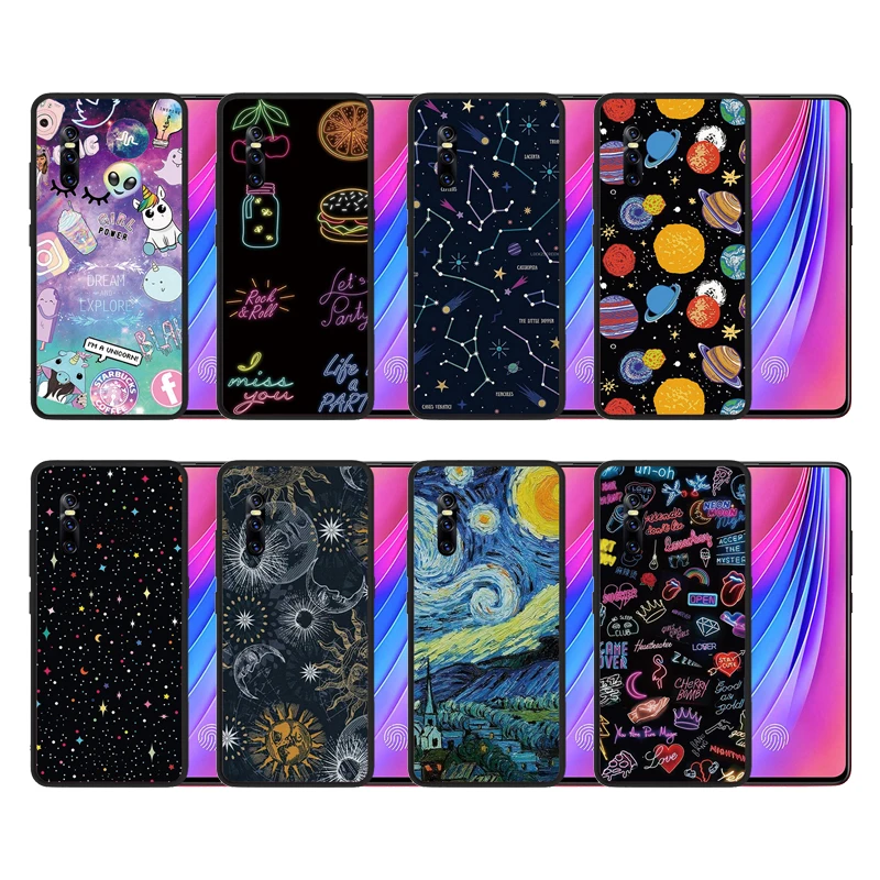 Black Silicone Case for Vivo V15 Pro Starry Sky Phone Cases Cover Coque Fundas
