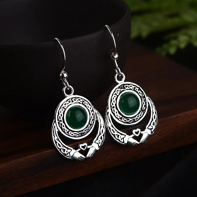 Tisonliz антикварные геометрические лунные камни Висячие серьги для женщин Boho