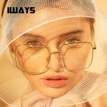 Солнцезащитные очки Женские Мужские квадратные очки Оптическая металлическая большая оправа прозрачные линзы брендовые дизайнерские очки uv400