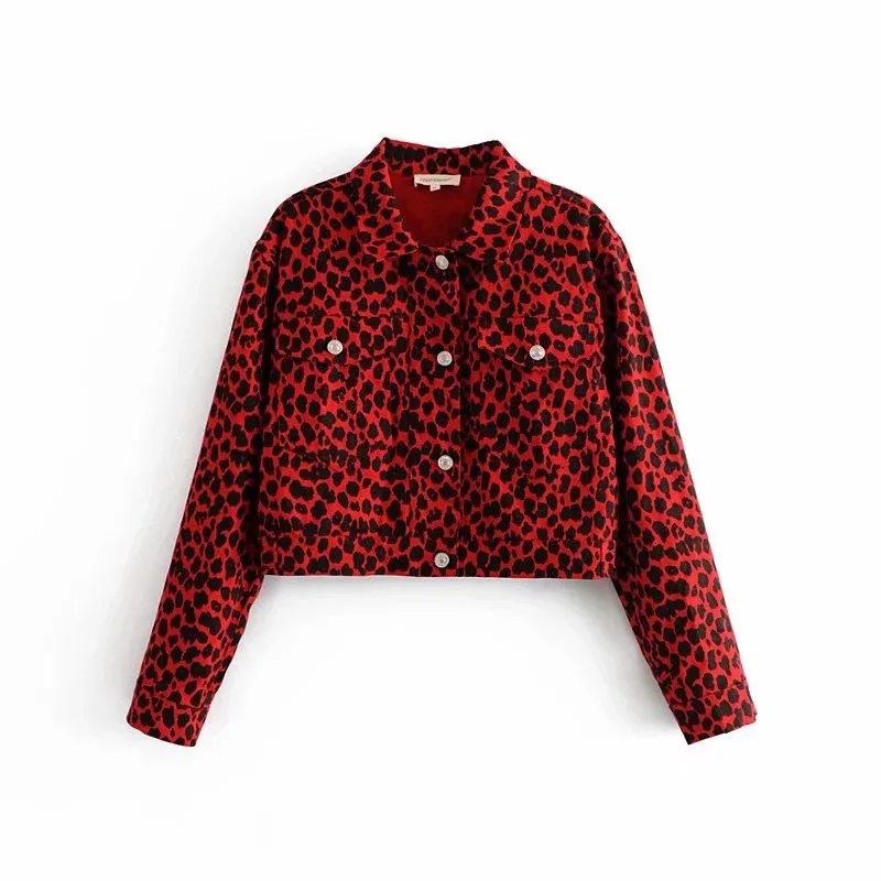 E1010U7 осеннее новое пальто с леопардовым принтом в европейском и американском стиле#6333 - Цвет: Красный