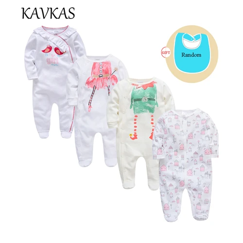 Kavkas/4 шт./партия одежда для малышей хлопковые детские комбинезоны на Рождество с длинными рукавами и круглым вырезом roupa de bebes, Одежда для новорожденных девочек и мальчиков - Цвет: 85878841