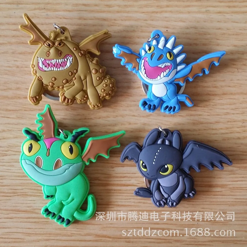 

How to Train Your Dragon PVC Keychain Cartoon night fury Hideous Zippleback double-sided soft sleutelhanger Keyring Jewelry toys