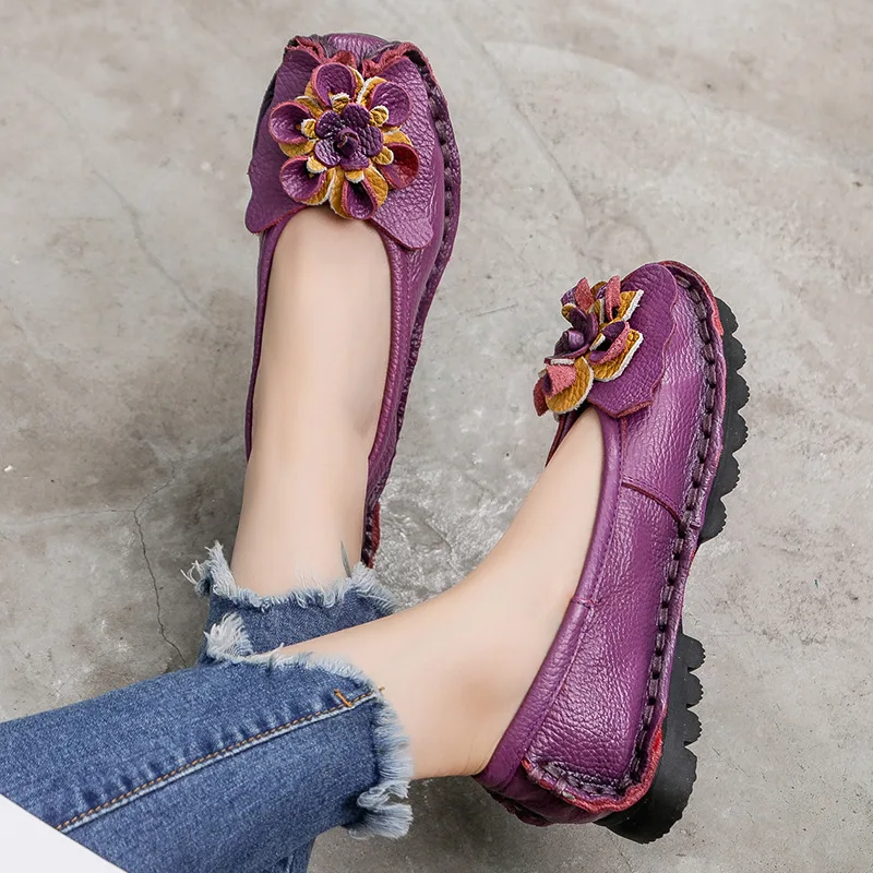 Women Flats with Flowers Ladies Loafers Slip On
