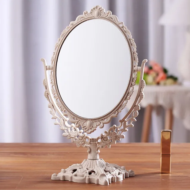$US $6.87 Girls Women Makeup Mirror Vintage Floral Oval Round Handhold Mirror Princess Elegant Makeup Beauty
