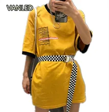 

Harajuku Unisex Checkerboard Couple Belt Plaid Punk Female Long Canvas Belt
