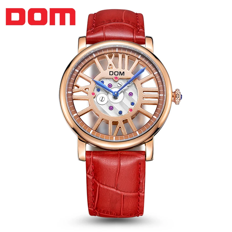 

Original Brand DOM Unique design watch women leather strap waterproof fashion luxury Quartz watches Dress wristwatches