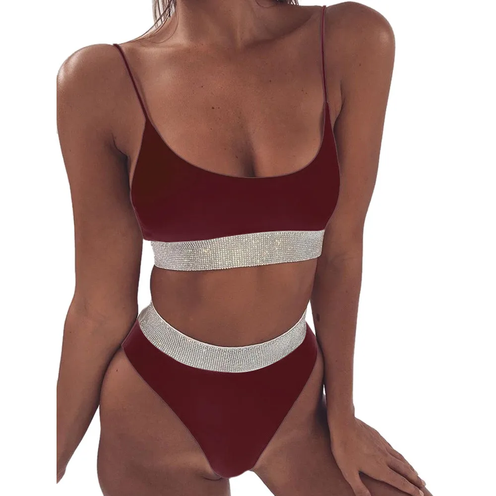 

2019 Women Sexy Solid Bling Bikini Push-Up Padded Swimwear Bathing Swimsuit Beachwear Gorgeous Women's Swimming Suit Biquini #30