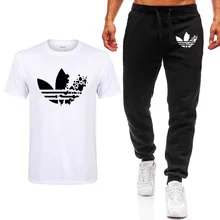 2019 Summer Hot Sale Men's Sets T Shirts+pants Two Pieces Sets Casual Tracksuit new Male Casual Tshirt Gyms Fitness trousers men