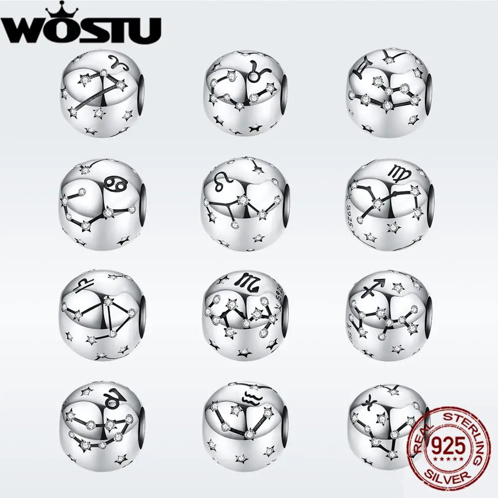 

WOSTU 2019 New Authentic 925 Sterling Silver Constellation Beads Fit Original Bracelet DIY Fashion Jewelry Party Gift DXC1218