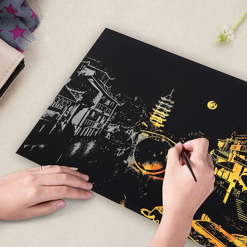 

Erase Black Drawing paper Scratch Personalized child gift Scratch for postcard Room Home Decoration Wall Stickers