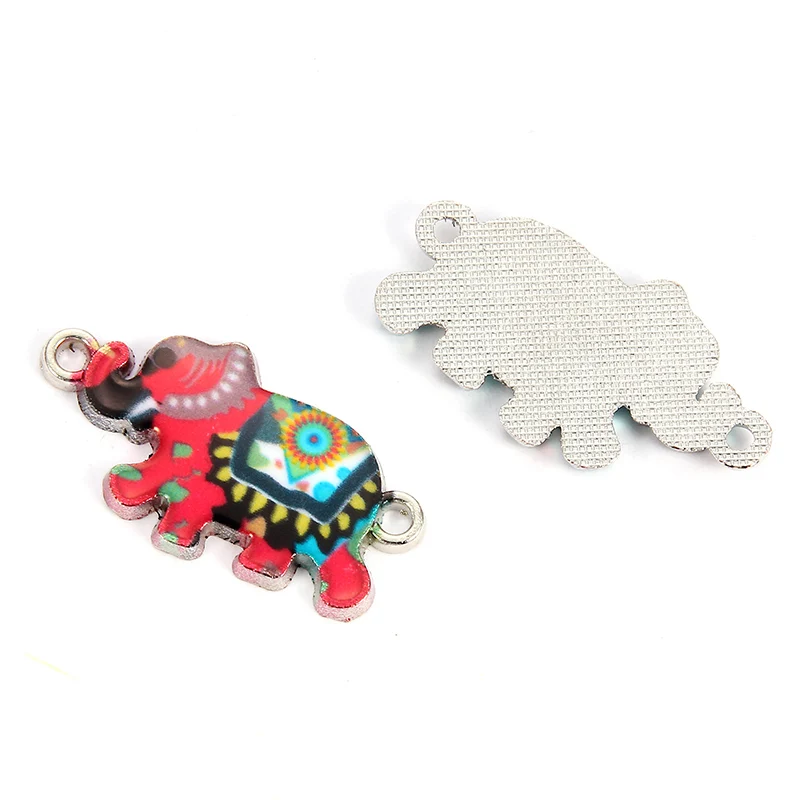 10 Pcs Random Color Lovely Cartoon Animal Elephant Unicorn Flamingo Enamel Alloy Connectors Necklace Pendant For Kid Jewelry