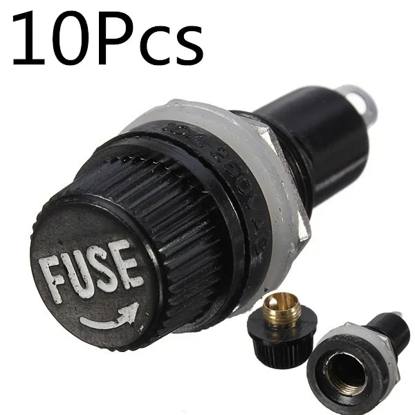 10pcs Durable Screw Cap Fuse Holder 250V 10A Chassis Panel Mount For