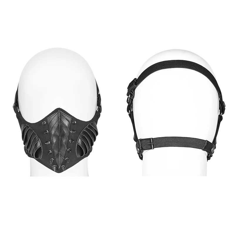 Панк рейв Мужская Панк темная защита из искусственной кожи булавки заклепки маски Мода готический крутой человек аксессуары клуб маска для косплея на Хэллоуин - Цвет: Black WS-300M