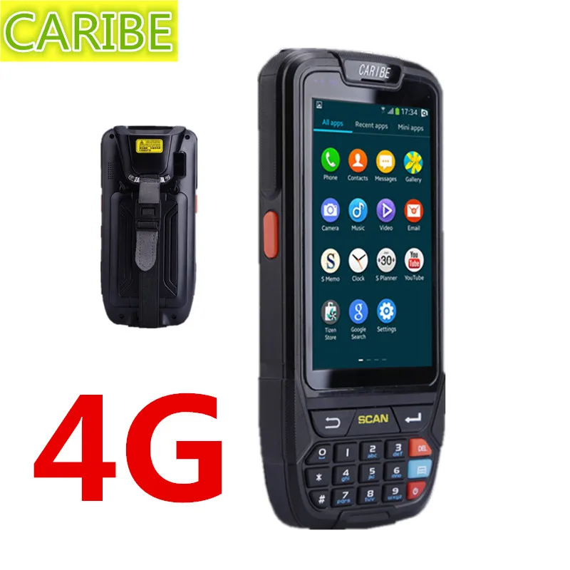 CARIBE البيانات جامع وعرة PDA اللاسلكية 1D 2D الباركود ماسح ضوئي أندرويد مع 4 بوصة شاشة
