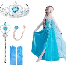Платье для девочек; платье Эльзы; вечерние платья для костюмированной вечеринки; платье Снежной Королевы для девочек; платье принцессы Эльзы на Хэллоуин, Рождество; одежда для маленьких девочек