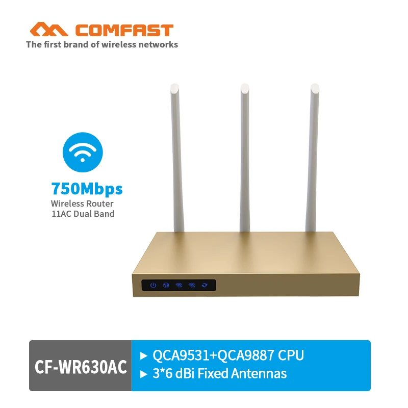 

750Mbps Dual Band 5.8Ghz wireless router with 3*6dBi antenna wifi build-in 3PA 802.11ac wifi router coverage 500sq.m 4*LAN port