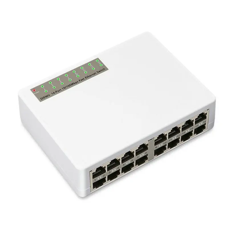 DIEWU Mini 16 Ports 10/100Mbps Fast Ethernet LAN RJ45 Vlan