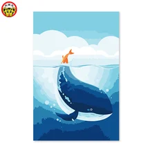 Кит красный хвост Мультфильм Цифровая живопись маслом Раскраска по номерам картины по номерам цифры по номерам картина маслом по номерам
