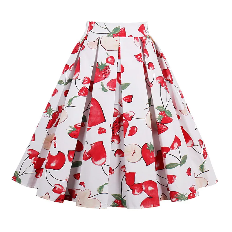 Летние женские юбки с цветочным принтом в стиле ретро, Женская винтажная юбка с завышенной талией s, элегантная трапециевидная женская Юбка-миди, 18 стилей s-xxl