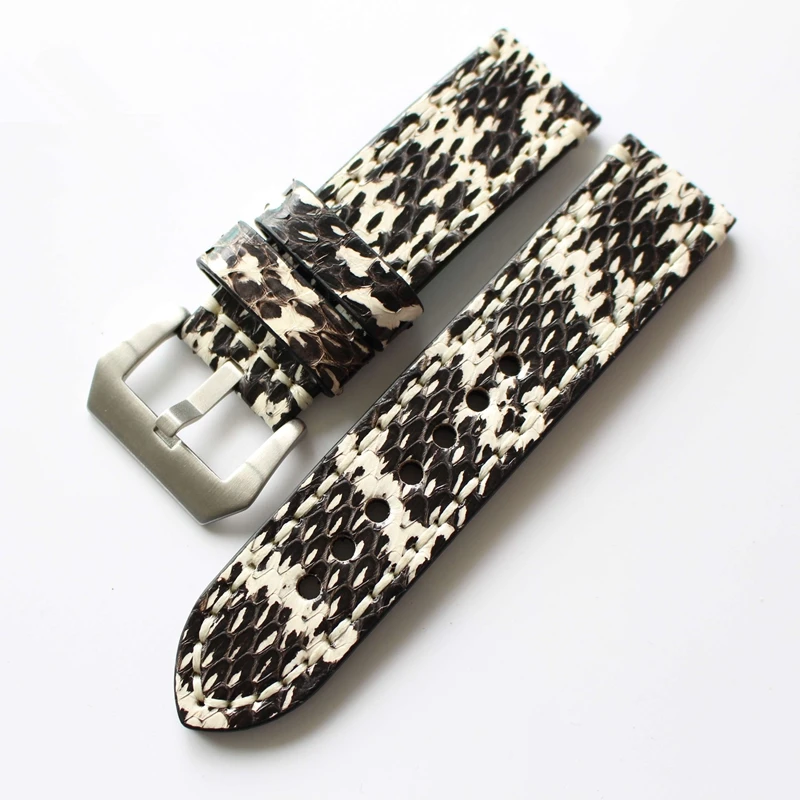 

TJP Top Quality Colorful Python Skin 20mm 22mm 24mm 26mm Genuine Leather Strap Watchband for PAM Watch Luminor Daytona Submarine