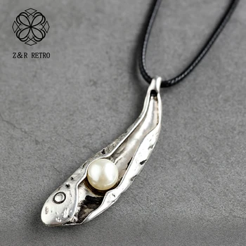 

Vintage FIsh Pendant Necklace for Women Long Rope Chains Choker Jewelry suspension Alloy jewellery necklaces & pendants collar