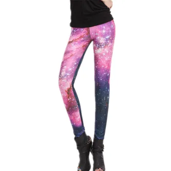 

DOUBCHOW Womens Galaxy 3D Printed Leggings Pants 2018 Maiden Girls Spandex Shiny Stretchy Leggings Costume Skinny Footless 2XL