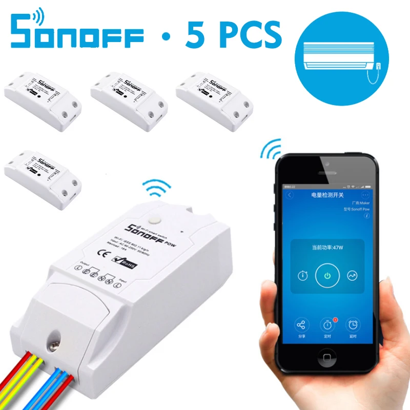 5pcs/Lot Sonoff Pow Power Consumption Measurement Wifi Power Switch
