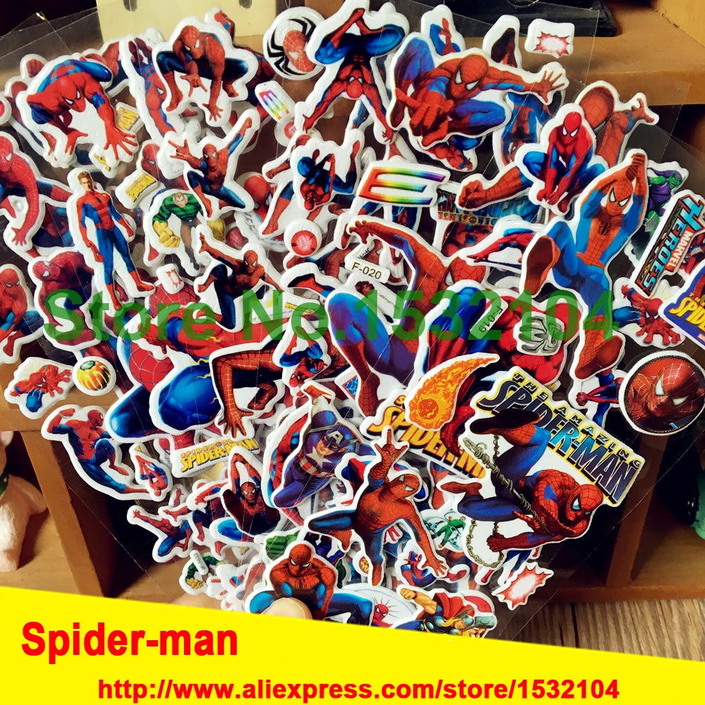 

3d film spider-man wall stickers,Superhero spiderman DIY toys stickers for Kids birthday gift decor stickers