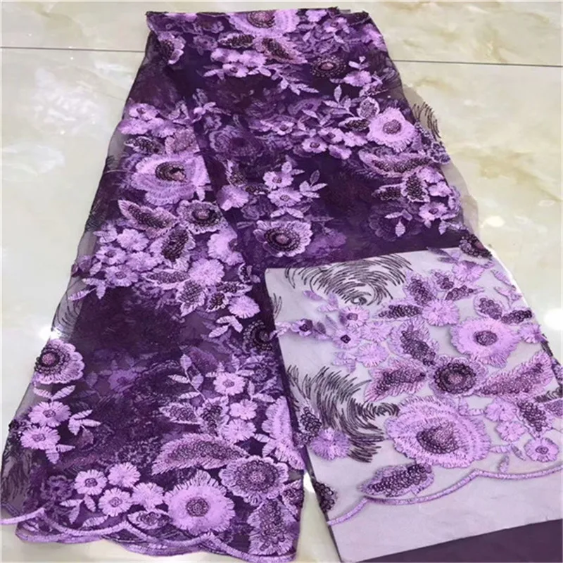 

2019 New high quality sequence French Nigerian sequins net lace,African tulle mesh sequence lace fabric for dress 5yards/lot