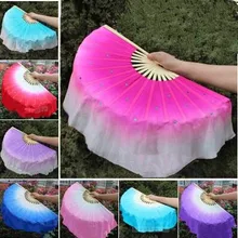 Детские вуали 36 см из натурального шелка для танца живота, бамбуковые вуали для болельщиков, народное искусство, китайские Yangko, вечерние, сценические, складные веера