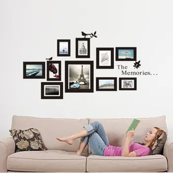 

10Pcs/set Picture Photo Frame Black Vinyl Wall Stickers Decal Home Decor Art Removeable Fashion DIY Room Wall Sticker