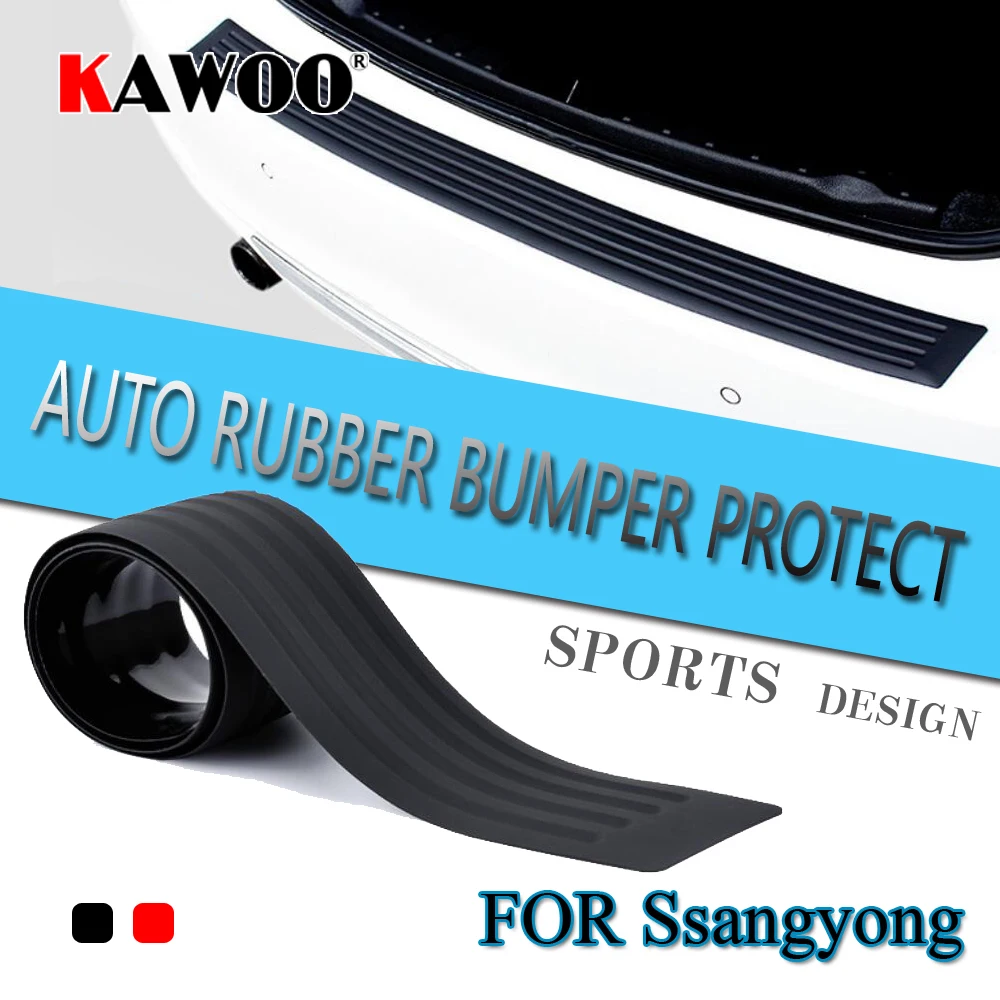 KAWOO For Ssangyong Rexton Kyron Rodius Actyon Chairman Rubber Rear Guard Bumper Protect Trim Cover Sill