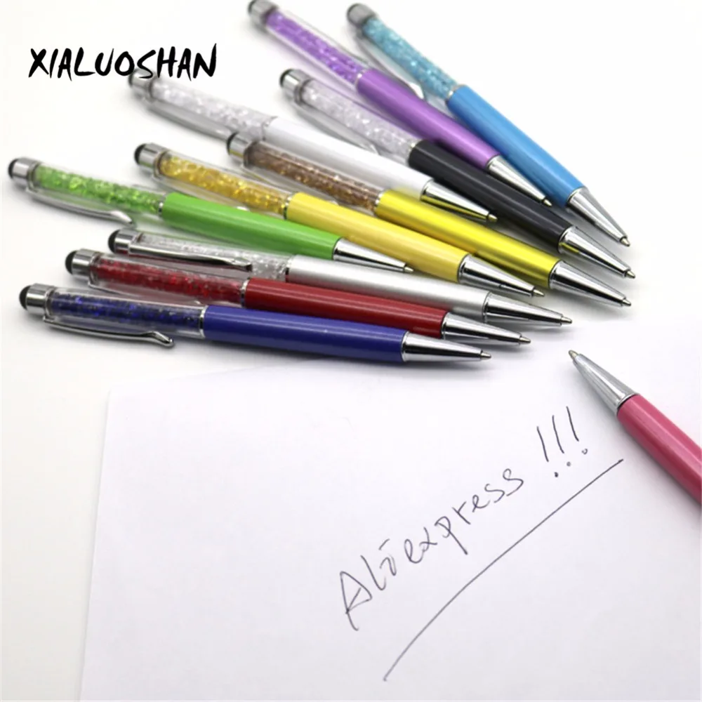 1 шт., креативная кристальная ручка, алмазные шариковые ручки, канцелярские шариковые ручки, стилус, ручка для сенсорного экрана, 11 цветов, маслянистая, черная, синяя, заправка 0,7 мм