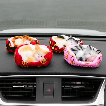 

Car Ornament Plush Mini-nest Cat Decoration Cute Automobiles Interior Dashboard Simulation Sleeping Kittens Toys Home Furnishing
