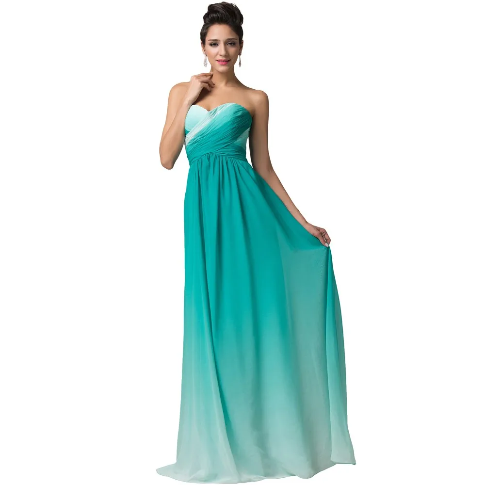 A-Line Ombre Chiffon Long Evening Bridesmaid Dress in Bridesmaid dresses