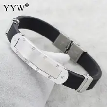 YYW Модный Браслет Из Силиконовой нержавеющей стали браслеты мужские браслеты на запястье черный Панк резиновый браслет pulseras hombre caucho
