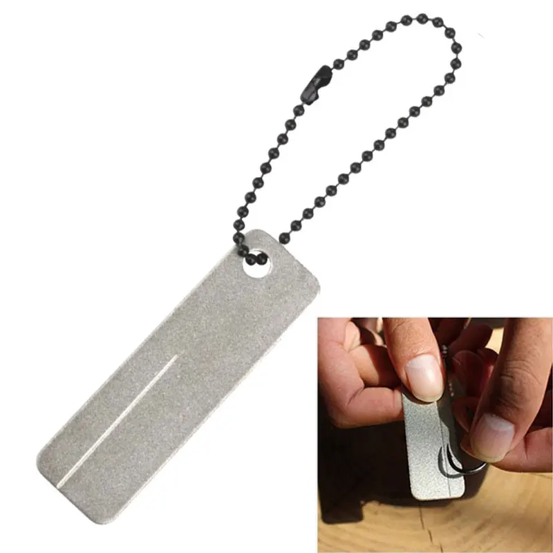 EDC Pocket Diamond stone Steel Sharpener Keychain for Fish Hook