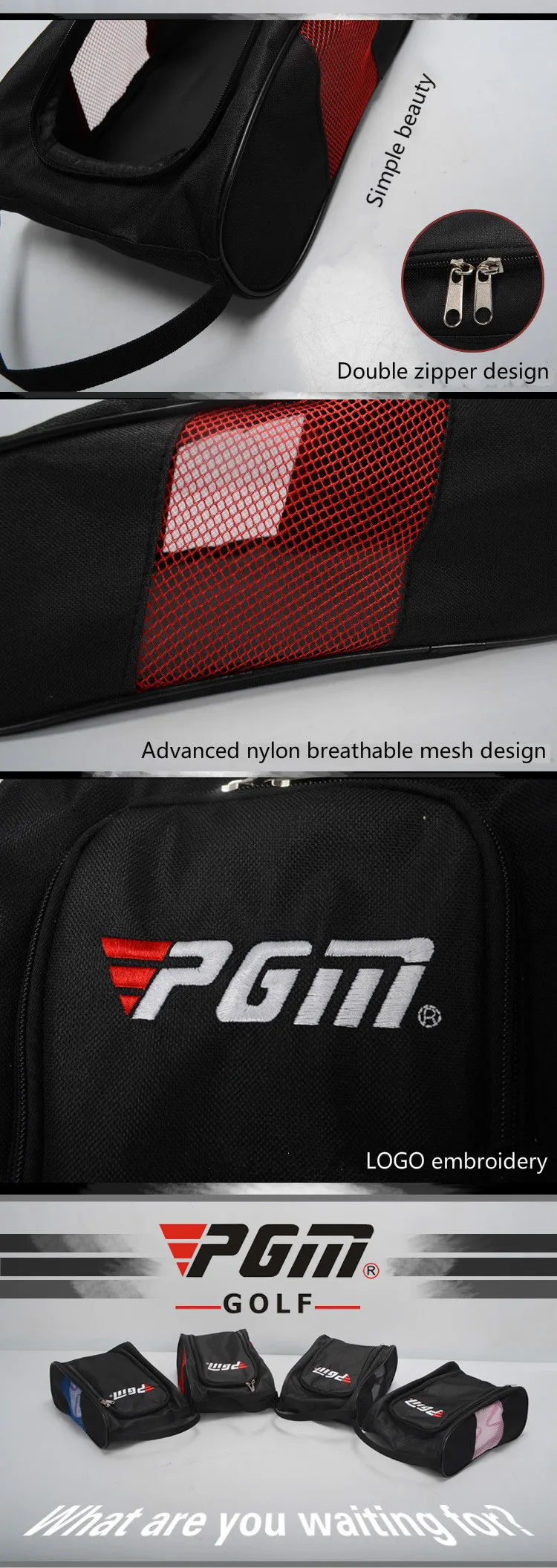 Новая спортивная обувь PGM для гольфа, большая сумка, пропускающая воздух, Женский высокий-светлый свет, практичный дорожный пакет, обувь, водонепроницаемый пылезащитный чехол для мужчин