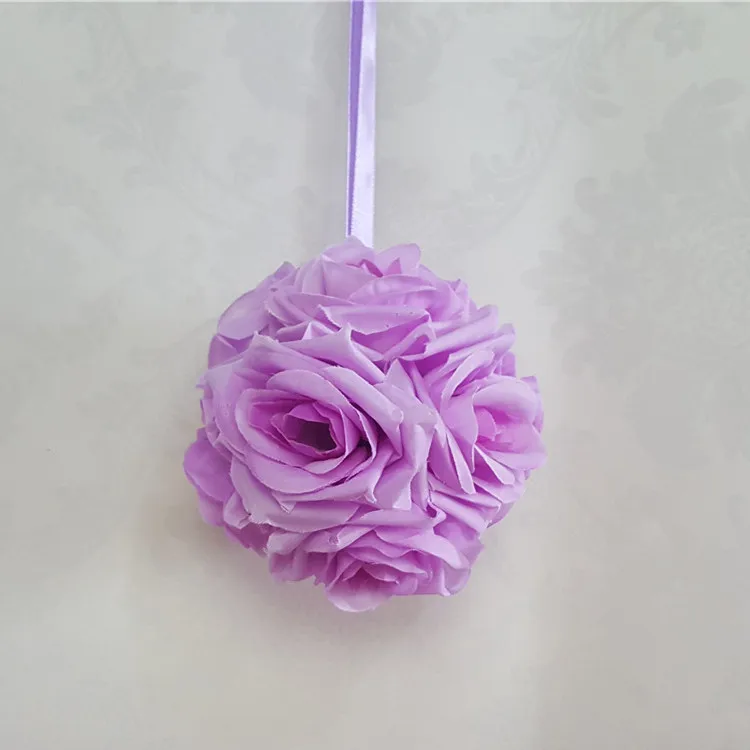 light purple Горячая распродажа 10 см романтическая имитация цветка розы шар с хрустальным кулоном шары из искусственных цветов Свадебные вечерние украшения цветок - Цвет: light purple