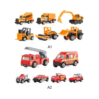 

6 Pcs/lot Baby Mini Kid Inertial Engineering Vehicles Car Model Excavator Tractor Dump Truck Educational Toys for Children Baby