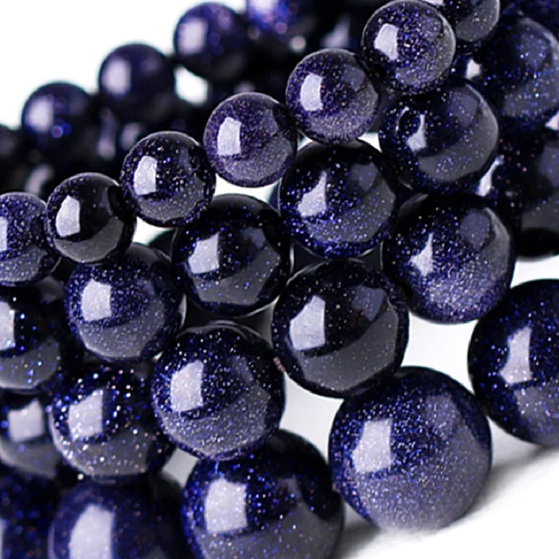 

4 6 8 10mm Natural Blue Sand Stone Beads Round Loose Spacer Beads For Jewelry Making DIY Necklace Bracelet