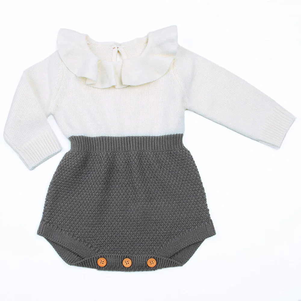 Одежда для новорожденных девочек; шерстяные комбинезоны; вязаные топы; комбинезон с длинными рукавами; теплая одежда для маленьких девочек