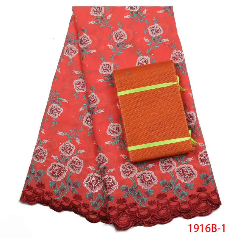 

Latest Red Color cotton Swiss voile lace fabric high quality with stones Swiss voile lace in Switzerland Add Aso Oke APW1916B-1