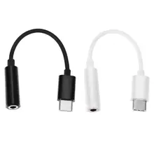 12.5cm USB 3.1 Type C Male to 3.5mm AUX Female Audio Converter Cable Earphone Audio Adapter Connector Cord Wire Black White