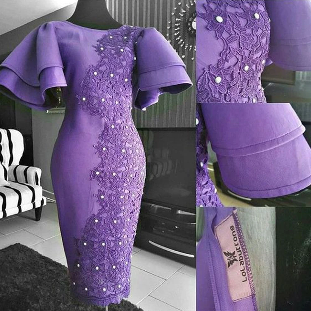 

purple prom dresses 2019 short sleeve lace appliques beading crystal sheath evening dresses homecoming dresses