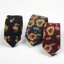 Мужской узкий галстук 6 см песочный хлопок Модный повседневный Цветочный Тонкий галстук мужской подарок мужские аксессуары формальное